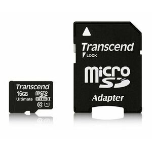 TRANSCEND MicroSDHC karta 16GB Ultimate, Class 10 UHS-I 600x, MLC + adaptér vyobraziť