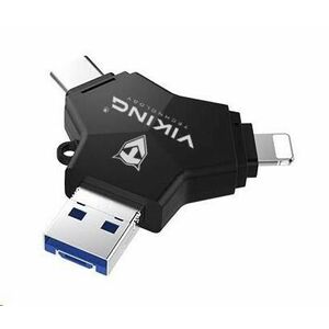 Viking USB Flash disk 3.0 4v1 s koncovkou Lightning/Micro USB/USB/USB-C, 64 GB, čierna vyobraziť