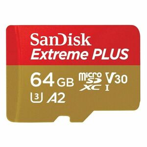 SANDISK 214500 EXTREME PLUS MICROSDXC 64GB + SD ADAPTER 200MB/S, 90MB/S A2 C10 V30 UHS-I U8 vyobraziť