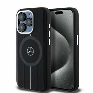 Mercedes Liquid Silicon Stripes Pattern MagSafe Zadní Kryt pro iPhone 15 Pro Black vyobraziť