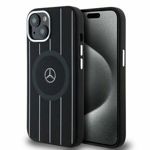 Mercedes Liquid Silicon Stripes Pattern MagSafe Zadní Kryt pro iPhone 15 Black vyobraziť