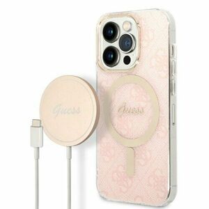 Puzdro Guess 4G MagSafe + Bezdrôtová nabíjačka pre iPhone 14 Pro - ružové vyobraziť