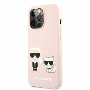 Puzdro Karl Lagerfeld and Choupette Liquid Silicone MagSafe iPhone 13 Pro Max - ružové vyobraziť