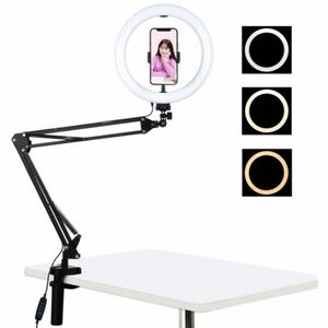 PULUZ Selfie Ring kruhové LED svetlo 10'' + držiak na stôl, čierne (PKT3090B) vyobraziť