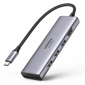 Ugreen CM511 HUB adaptér USB-C - 3x USB 3.2 / HDMI 4K / SD TF, šedý (60383 CM511) vyobraziť