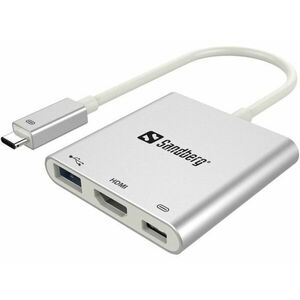 Sandberg Mini USB-C HUB, HDMI+USB, stříbrný vyobraziť