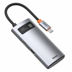 Baseus Metal Gleam HUB adaptér USB-C - USB-C PD 100W / HDMI 4K / 1x USB 3.2 / 1x USB 2.0, sivý (CAHUB-CY0G) vyobraziť