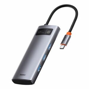 Baseus Metal Gleam HUB adaptér USB-C - USB-C PD 100W / HDMI 4K / 3x USB 3.2, sivý (CAHUB-CX0G) vyobraziť