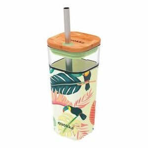 Quokka Liquid Cube pohár so slamkou 540 ml, tropical toucans vyobraziť