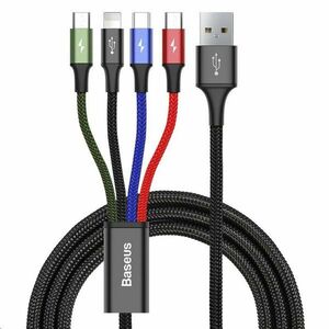 Baseus rýchly nabíjací / dátový kábel 4v1 Lightning + 2* USB-C + Micro USB 3, 5A 1, 2m, čierna vyobraziť
