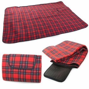 Pikniková deka so spodnou nepremokavou vrstvou 150x200 cm, červená károvaná vyobraziť