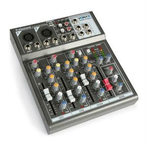 Vonyx VMM-F401 4-kanálový hudobný mixážny pult, USB prehrávač, AUX-IN, +48V fantómové napájanie vyobraziť