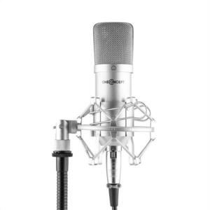 OneConcept Mic-700, štúdiový mikrofón, Ø 34 mm, kardioidný, pavúk, ochrana proti vetru, XLR, strieborný vyobraziť