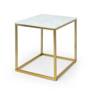 Besoa White Pearl I, konferenčný stolík, 50 x 50 x 50 cm (Š x V x H), mramorový vzhľad, zlatý/biely vyobraziť