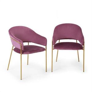 Besoa Salma, pár jedálenských stoličiek, zlatý, chrómovaný kovový rám, fialové vyobraziť