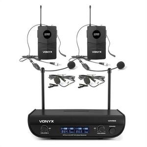 Vonyx WM82B Digital, 2-kanálový systém UHF bezdrôtových mikrofónov, 2 x headset mikrofón, 50 m, kufor vyobraziť