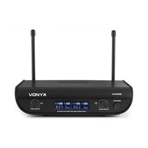 Vonyx WM82C Digital, 2-kanálový systém UHF bezdrôtových mikrofónov, headset z ručný mikrofón, 50 m, kufor vyobraziť