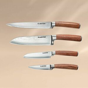 Klarstein Kaito, súprava damaškových nožov, 4-dielna, extra ostrá, rukoväte z ružového dreva vyobraziť