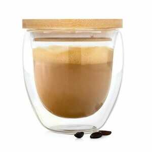 Bambuswald Pohár na kávu s vrchnákom, 240 ml, ručná výroba, borosilikátové sklo, bambus vyobraziť