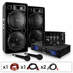 Electronic-Star DJ SADA „DJ-20.1“, PA zosilňovač, PA reproduktor, mixážny pult, mikro kábel, 2000 W vyobraziť