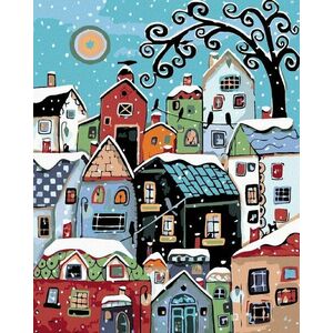 Zuty Farebné domy v zime vyobraziť