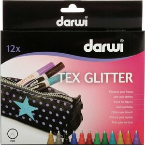 Darwi Tex Fabric Glitter Marker Set Mix 12 x 6 ml vyobraziť