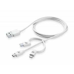 USB kabel CellularLine se třemi adaptéry Lightning + Micro USB + USB-C, bílý vyobraziť