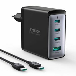 Joyroom JR-TCG04EU GaN sieťová nabíjačka USB / 3x USB-C 100W + kábel USB-C, čierna (JR-CCB01) vyobraziť