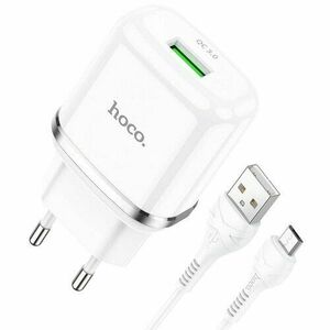 HOCO N3 Charger USB 3A QC3.0 Fast Charge + microUSB Cable White vyobraziť