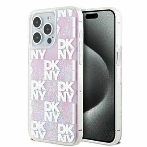 DKNY Liquid Glitter Checkered Pattern Zadní Kryt pro iPhone 15 Pro Max Pink vyobraziť