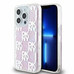 DKNY Liquid Glitter Checkered Pattern Zadní Kryt pro iPhone 15 Pro Pink vyobraziť