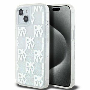 DKNY Liquid Glitter Checkered Pattern Zadní Kryt pro iPhone 15 Transparent vyobraziť