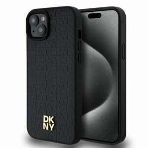 DKNY PU Leather Repeat Pattern Stack Logo Magsafe Zadní Kryt pro iPhone 15 Plus Black vyobraziť