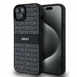 DKNY PU Leather Repeat Pattern Tonal Stripe Zadní Kryt pro iPhone 15 Plus Black vyobraziť