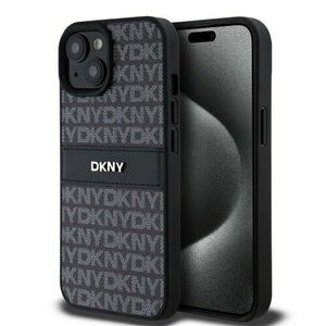 Puzdro DKNY PU Leather Repeat Pattern Tonal Stripe iPhone 15 - čierne vyobraziť