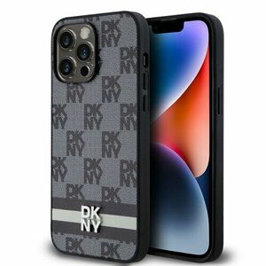 DKNY PU Leather Checkered Pattern and Stripe Zadní Kryt pro iPhone 15 Pro Max Black vyobraziť