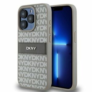 DKNY PU Leather Repeat Pattern Tonal Stripe Zadní Kryt pro iPhone 14 Pro Max Beige vyobraziť