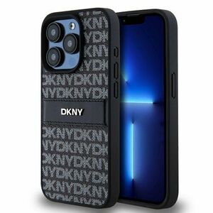 DKNY PU Leather Repeat Pattern Tonal Stripe Zadní Kryt pro iPhone 15 Pro Max Black vyobraziť