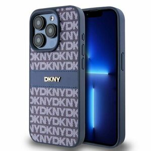 DKNY PU Leather Repeat Pattern Tonal Stripe Zadní Kryt pro iPhone 15 Pro Max Blue vyobraziť