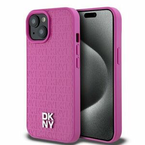 DKNY PU Leather Repeat Pattern Stack Logo Magsafe Zadní Kryt pro iPhone 15 Pink vyobraziť
