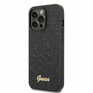 Puzdro Guess PC/TPU Glitter Flakes Metal Logo iPhone 14 Pro - čierne vyobraziť