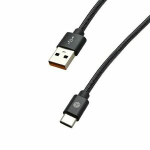 Sturdo textilný kábel USB na Type-C, čierny 3A kábel (1m) 8mm konektor vyobraziť