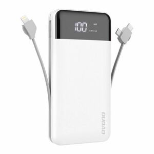 Dudao K1Pro Power Bank 20000mAh 2x USB + kábel Lightning / USB-C / Micro USB, biely (K1Pro-white) vyobraziť