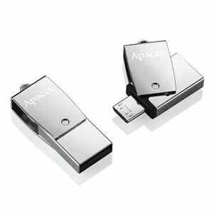Apacer USB flash disk OTG, USB 3.0, 64GB, AH750, strieborný, AP64GAH750S-1, USB A/USB Micro B, s otočným krytom vyobraziť