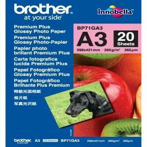 Brother Glossy Photo Paper, BP71GA3, fotopapier, lesklý, biely, A3, 260 g/m2, 20 ks, inkoustový vyobraziť