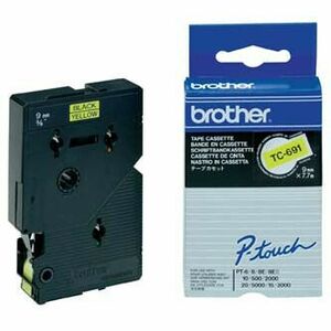 Brother originál páska do tlačiarne štítkov, Brother, TC-691, černý tlač/žltý podklad, laminovaná, 7.7m, 9mm vyobraziť