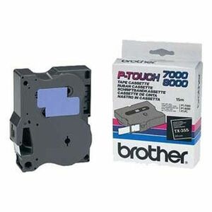 Brother originál páska do tlačiarne štítkov, Brother, TX-355, biely tisk/černý podklad, laminovaná, 8m, 24mm vyobraziť