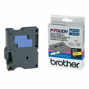 Brother originál páska do tlačiarne štítkov, Brother, TX-621, černý tlač / žltý podklad, laminovaná, 8m, 9mm vyobraziť