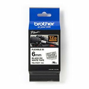 Brother originál páska do tlačiarne štítkov, Brother, TZE-FX211, černý tlač/biely podklad, laminovaná, 8m, 6mm, flexibilná vyobraziť