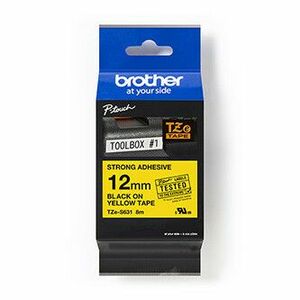 Brother originál páska do tlačiarne štítkov, Brother, TZE-S631, černý tlač/žltý podklad, laminovaná, 8m, 12mm, extrémne adhezívna vyobraziť